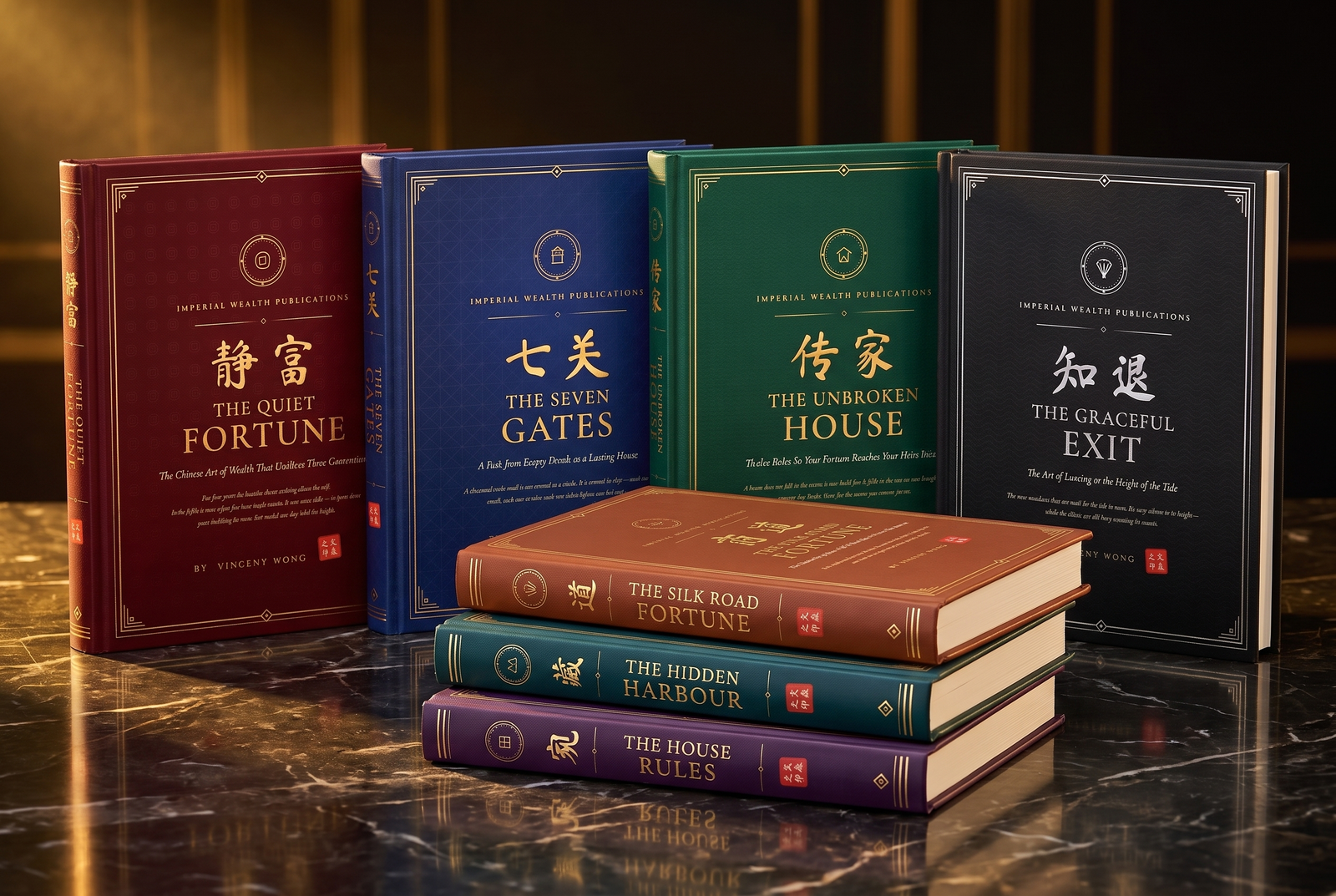 The Vincent Wong wealth library — nine hardcover volumes